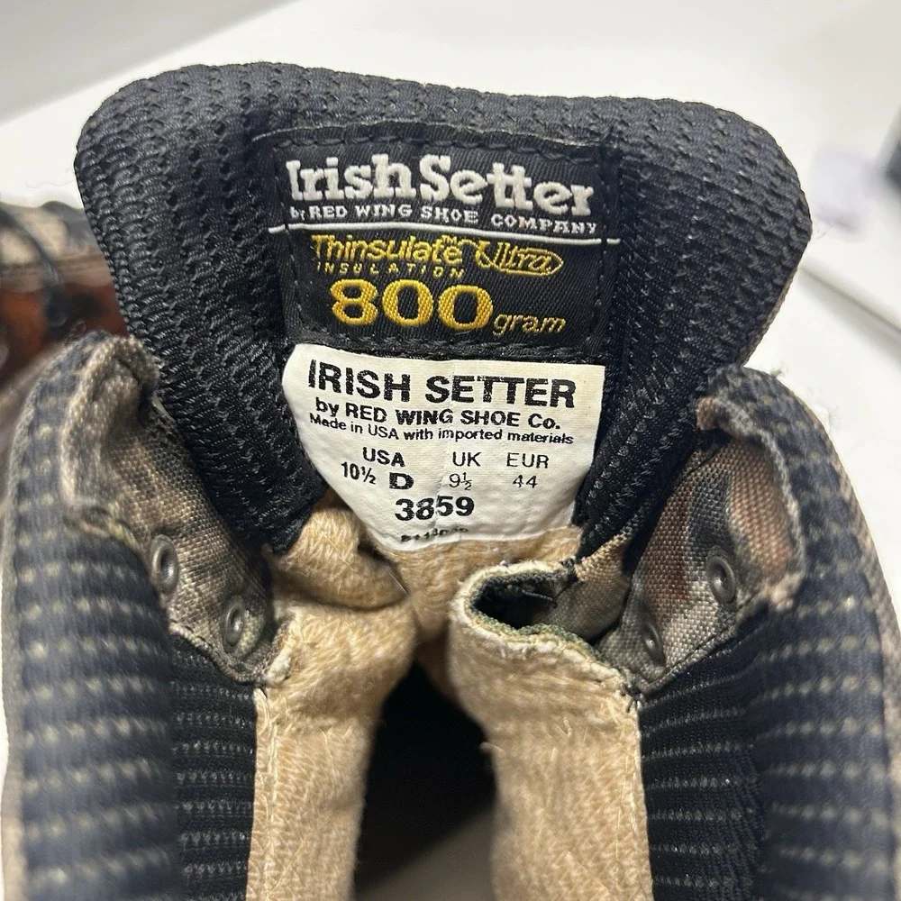 Irish Setter Red Wing 3859 Shadow Trek Camo Waterproof Hunting Boots Size 10.5 D